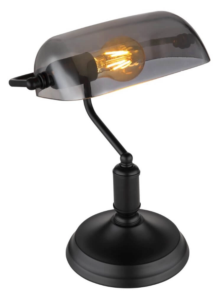 Zwarte bureaulamp Antique met smoke glas Zwarte bureaulamp Antique met smoke glas