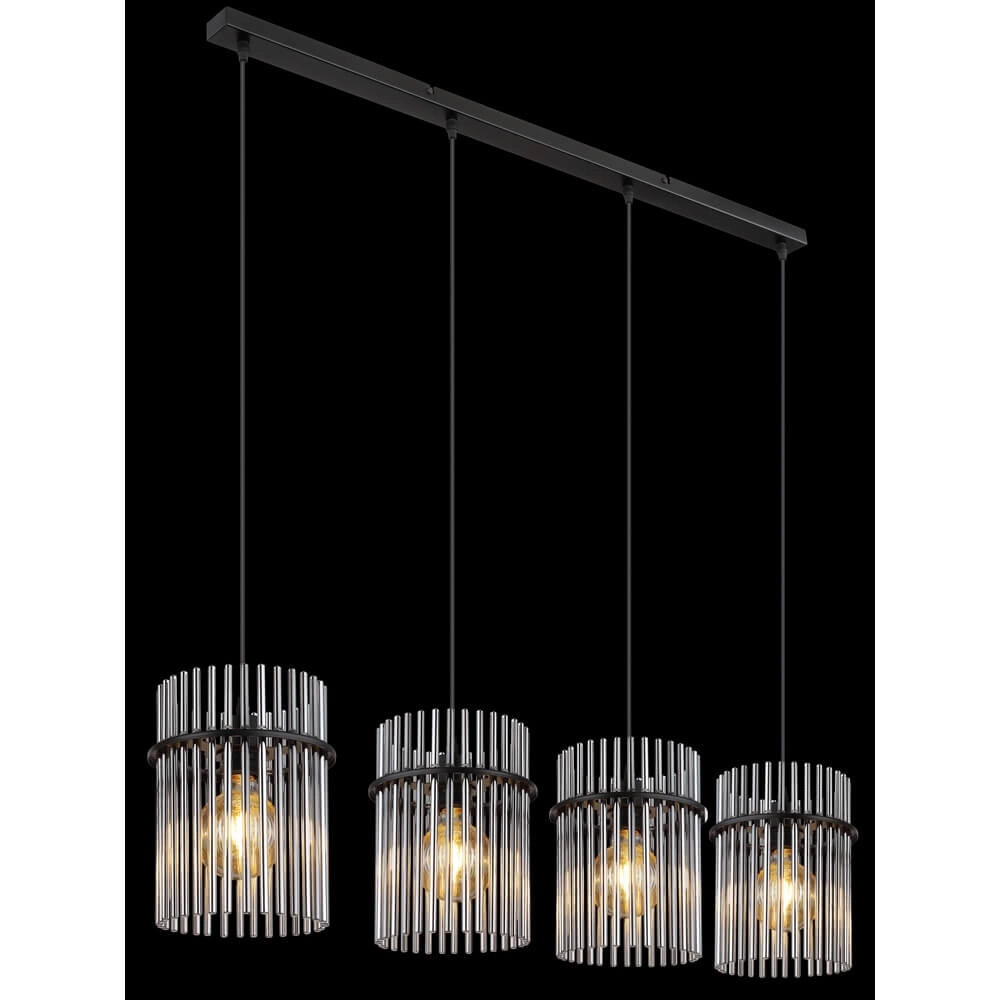 Zwarte hanglamp Gorley met smoke glas 4-lichts Globo 9007371448180