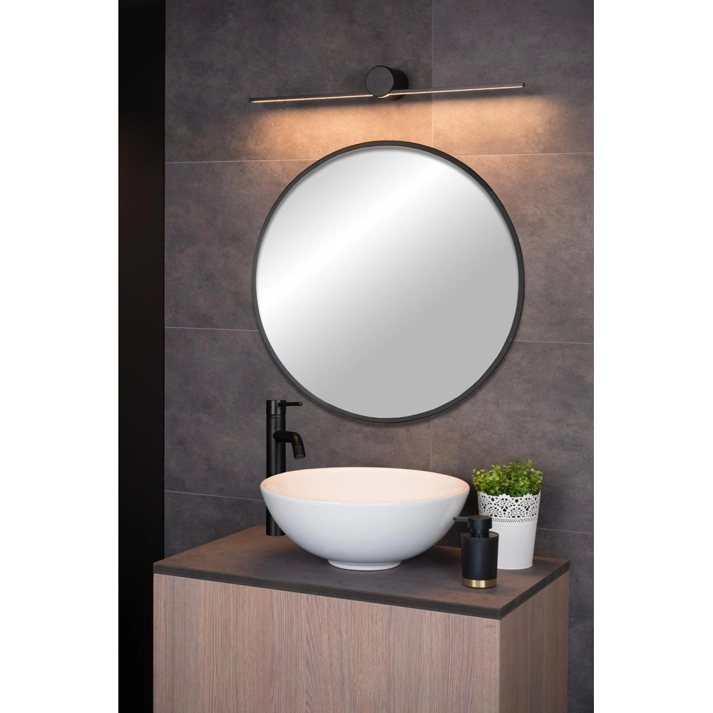Strakke badkamer wandlamp Mizar IP44 60cm zwart Lucide 5411212126924