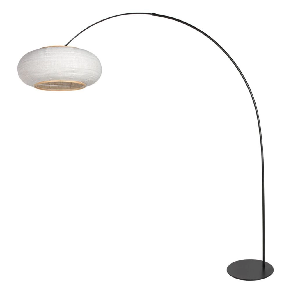 Zwarte vloerlamp Curve met witte kap Ø60cm Steinhauer 8712746185379