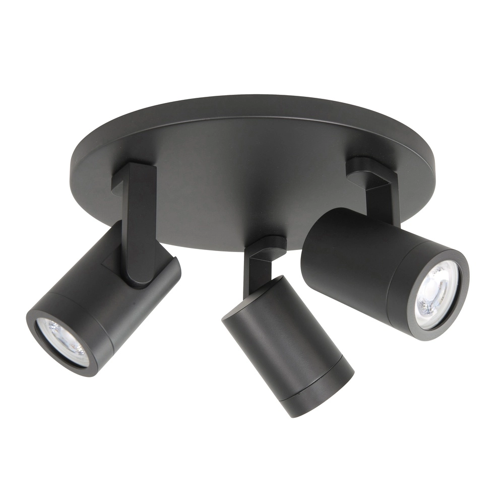 Opbouwspot Halo Spot zwart 3-lichts rond Opbouwspot Halo Spot zwart 3-lichts rond