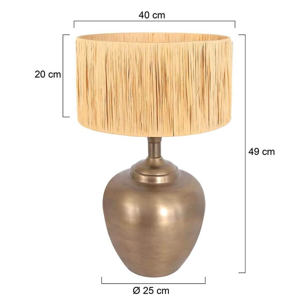 Tafellamp bol Brass brons met strokleurige kap Steinhauer 8712746175691