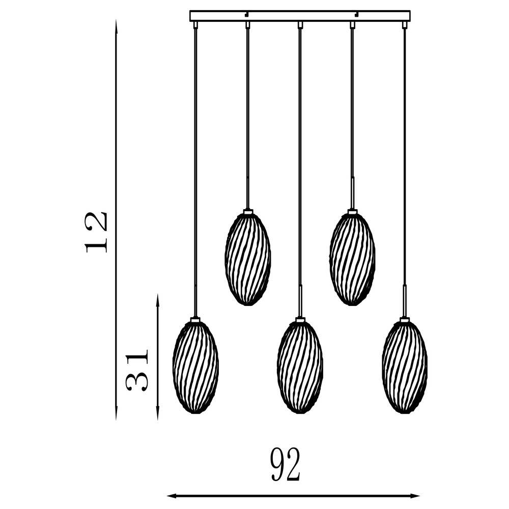 5-lichts hanglamp Whirl gekleurd glas Searchlight 5053423299389
