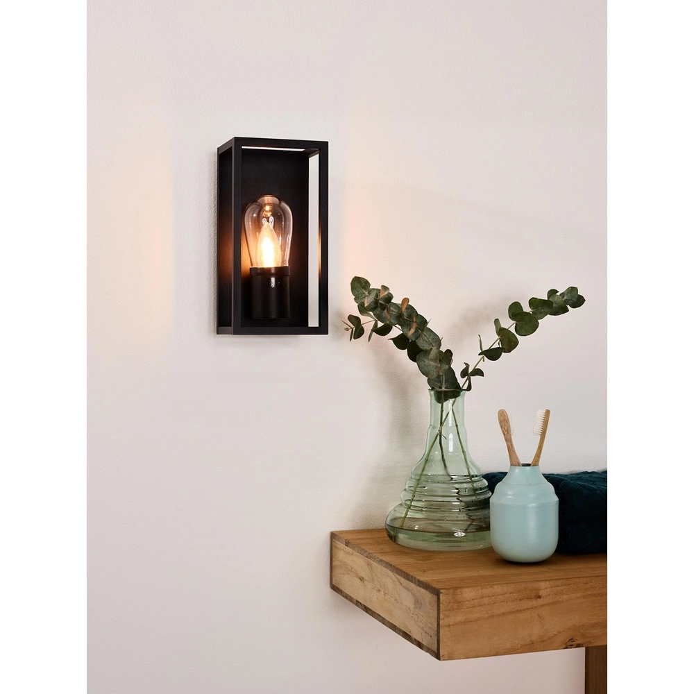 Zwarte wandlamp Carlyn enkel badkamer IP54 Lucide 5411212271723