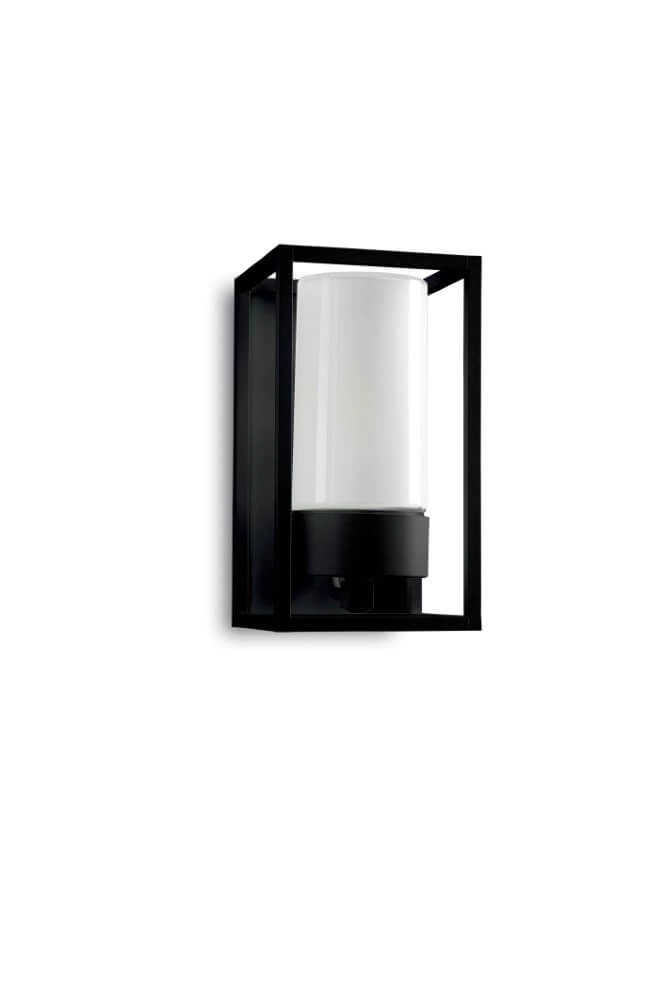 Zwarte buitenlamp Cubic3 wit glas