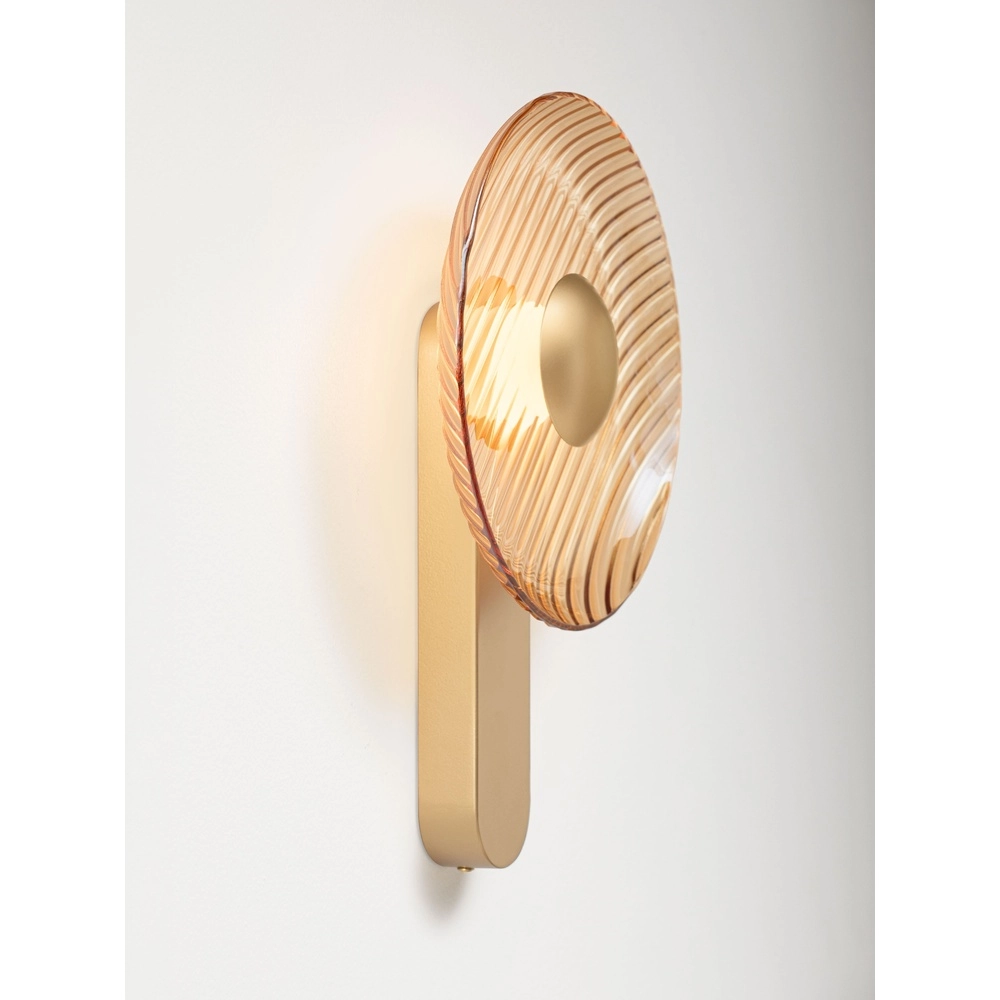 Design wandlamp Lavina goud met amber glas Ø 25cm Lyora 5212063501393