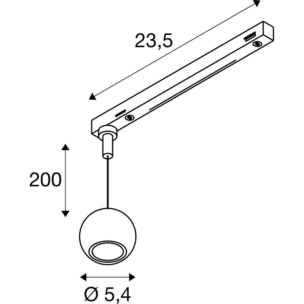 Hanglamp voor rail Dysko 1-fase zwart met goud SLV 4024163317009