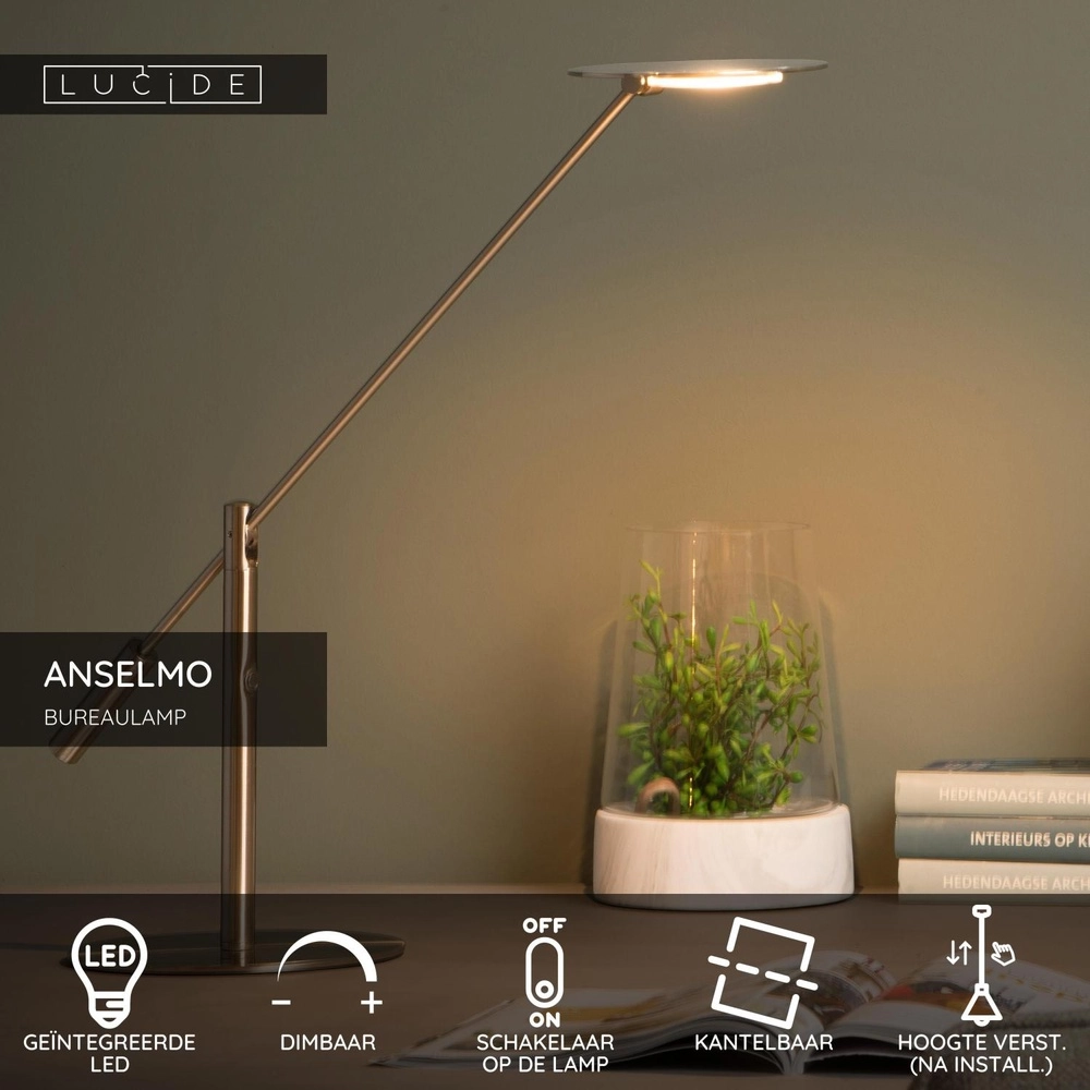 Bureaulamp Anselmo chroom Lucide 5411212193926