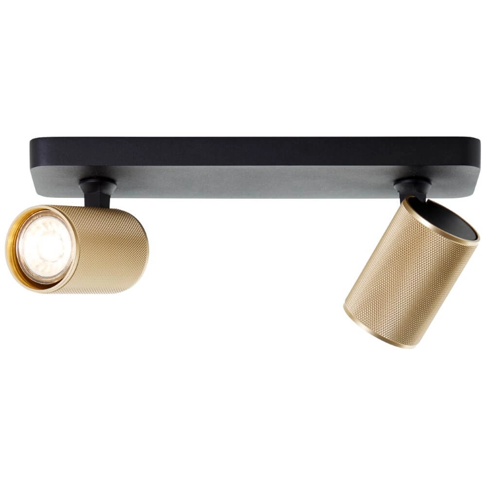 2-lichts opbouwspot Marty zwart met goud Brilliant 4004353424397