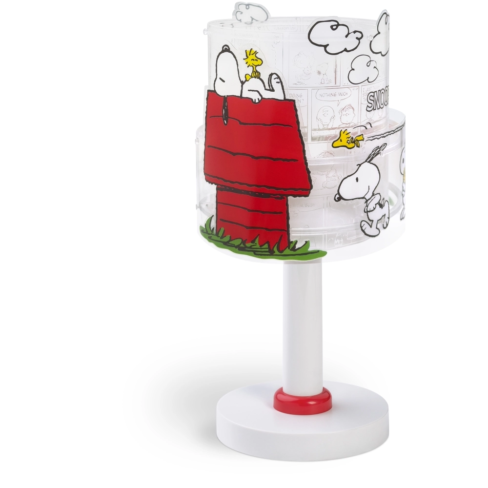 Tafellampje Snoopy wit met rood Tafellampje Snoopy wit met rood