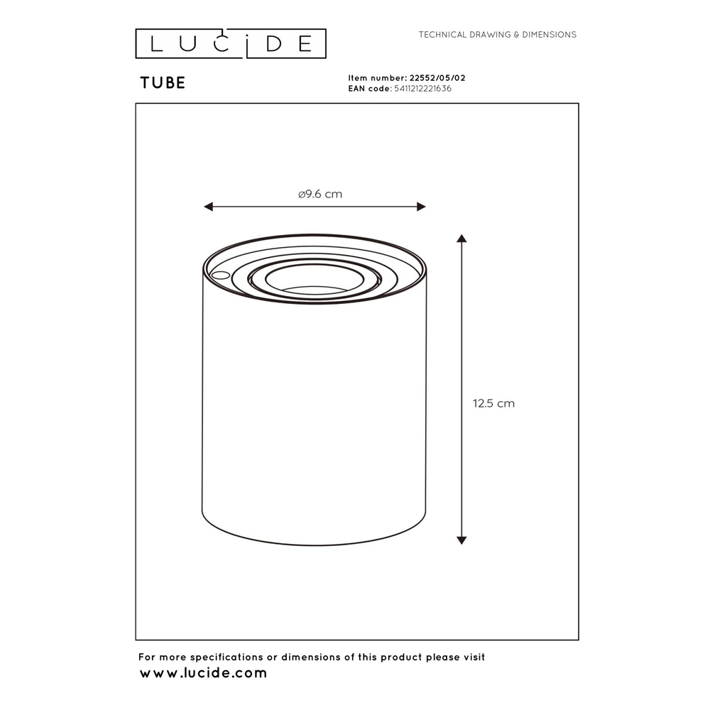 Design tafellamp Tube goud Lucide 5411212221636
