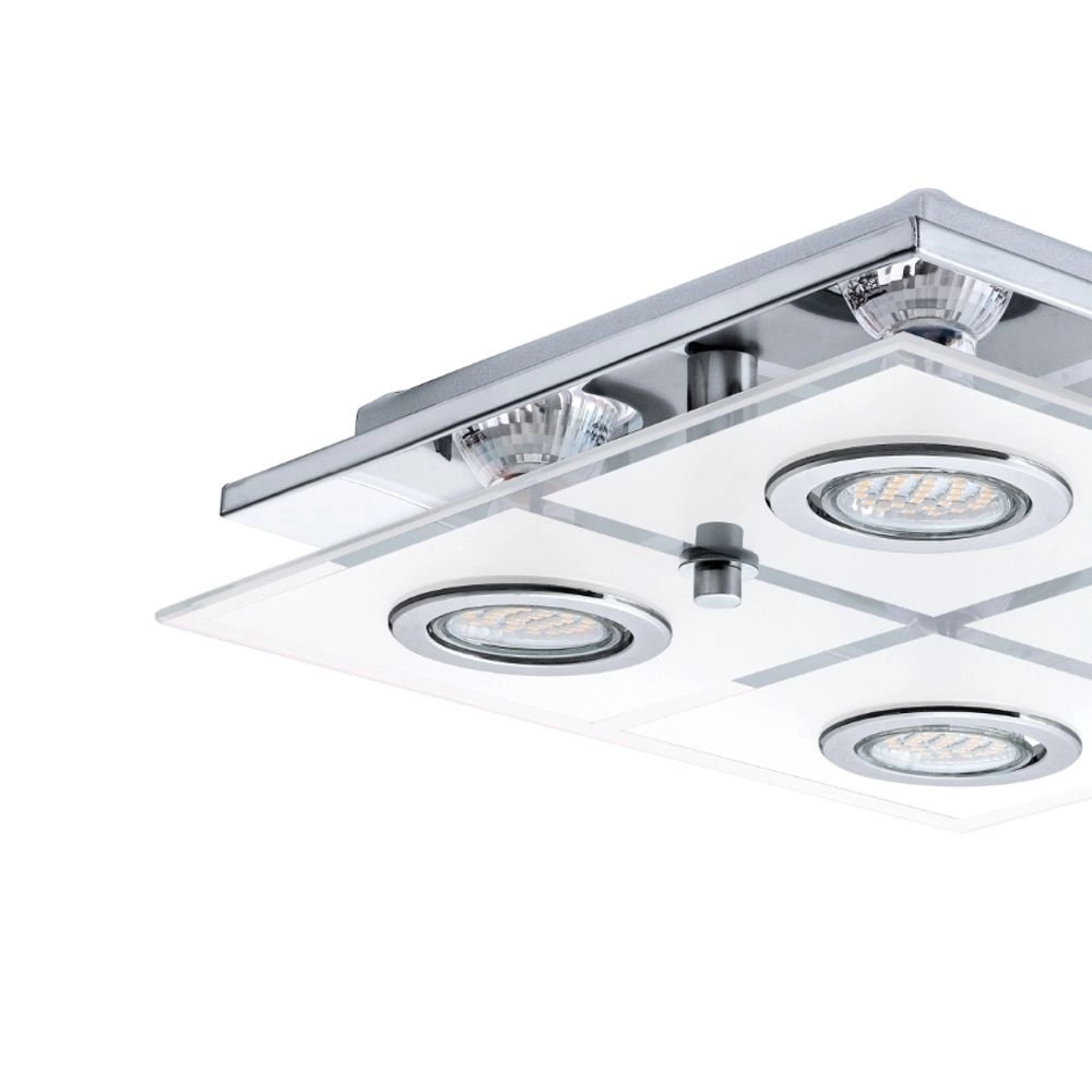 Led plafondlamp Cabo Square 4x3w - 3000K - 29cm chroom Eglo 9002759309312