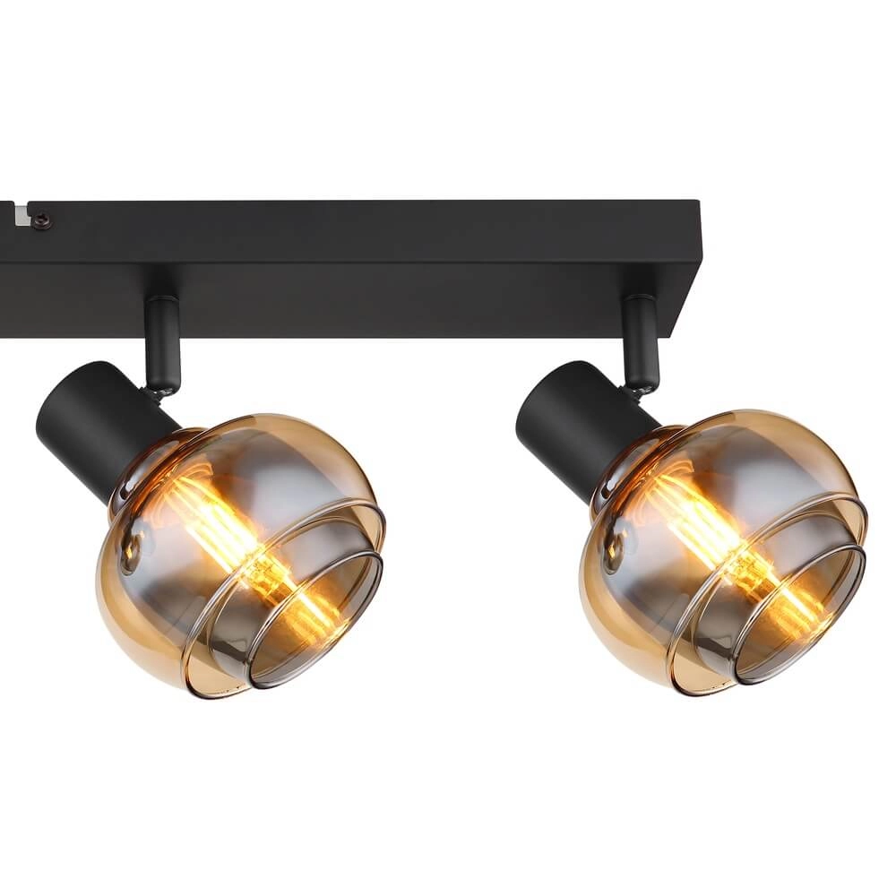 Zwarte plafondlamp Tokki 4-lichts amber smoke glas Globo 9007371446032