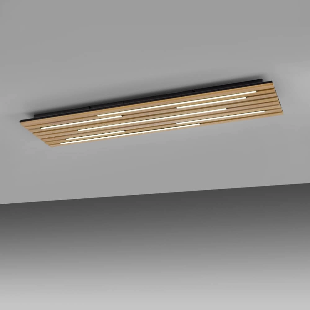 Rechthoekige plafondlamp Q-Akustik hout Paul Neuhaus 4012248385371