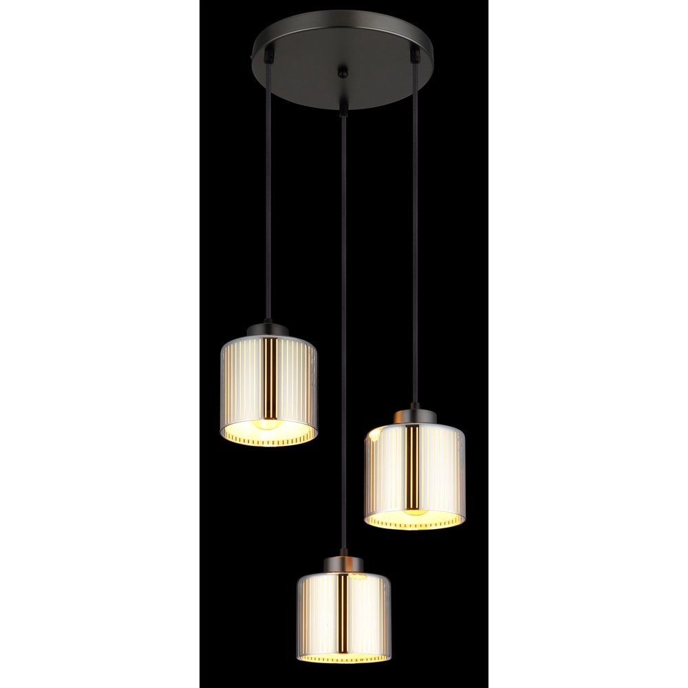 Design hanglamp Felicia gunmetal 3-lichts Globo 9007371522965