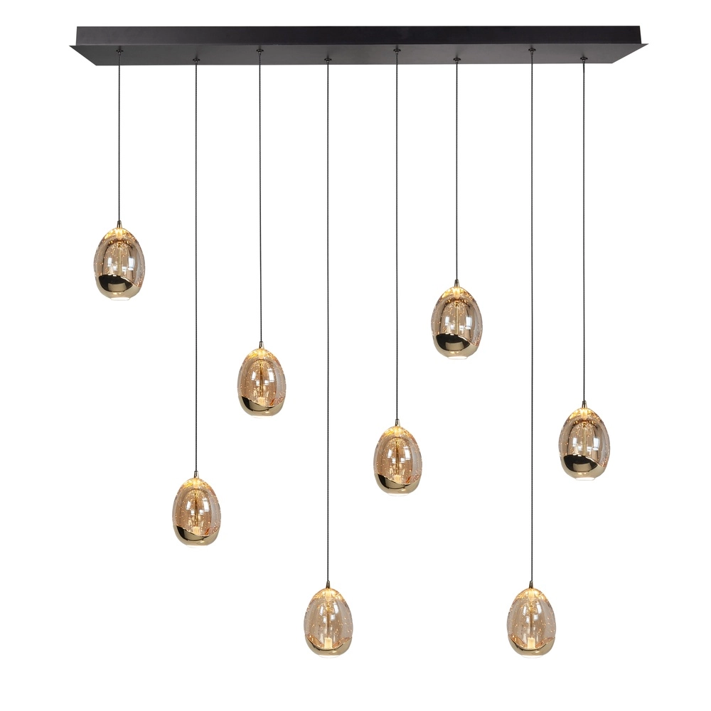 Hanglamp Golden Egg zwart 8-lichts recht