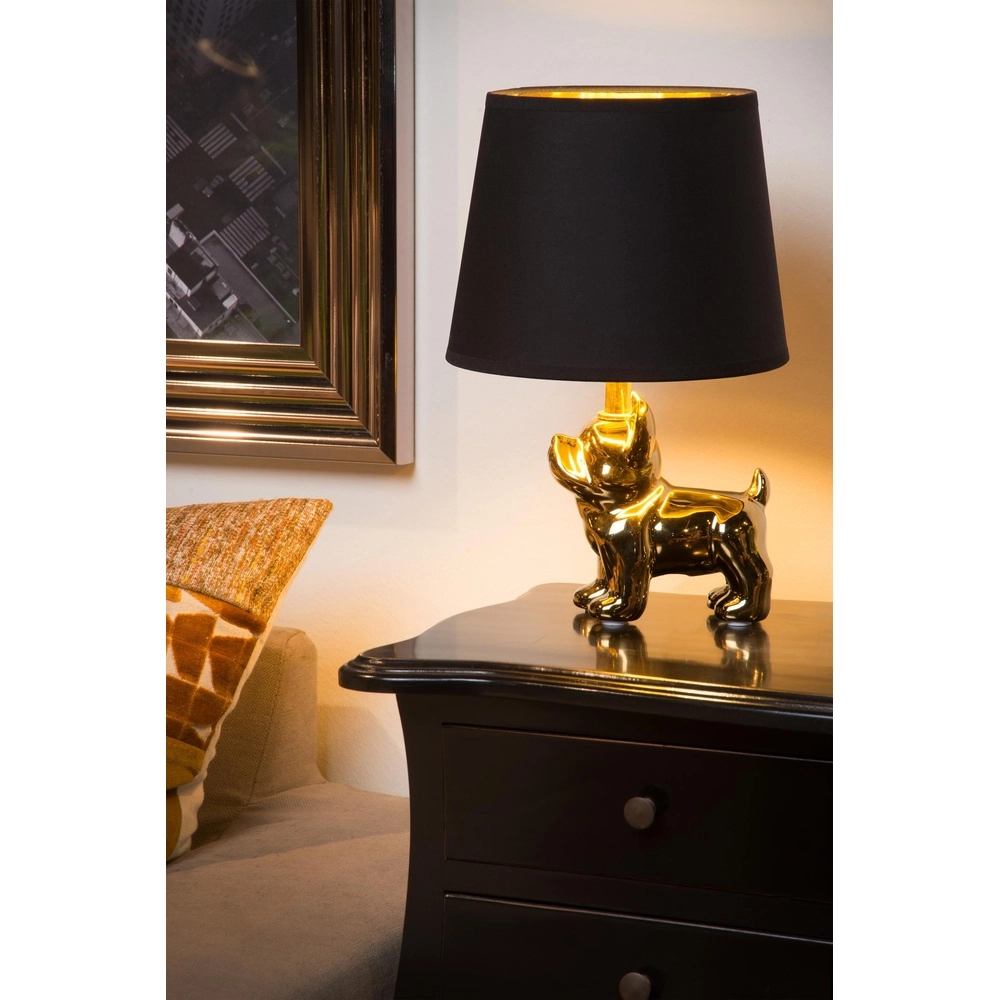 Tafellamp Extravaganza Sir Winston hond goud met zwart Lucide 5411212134097