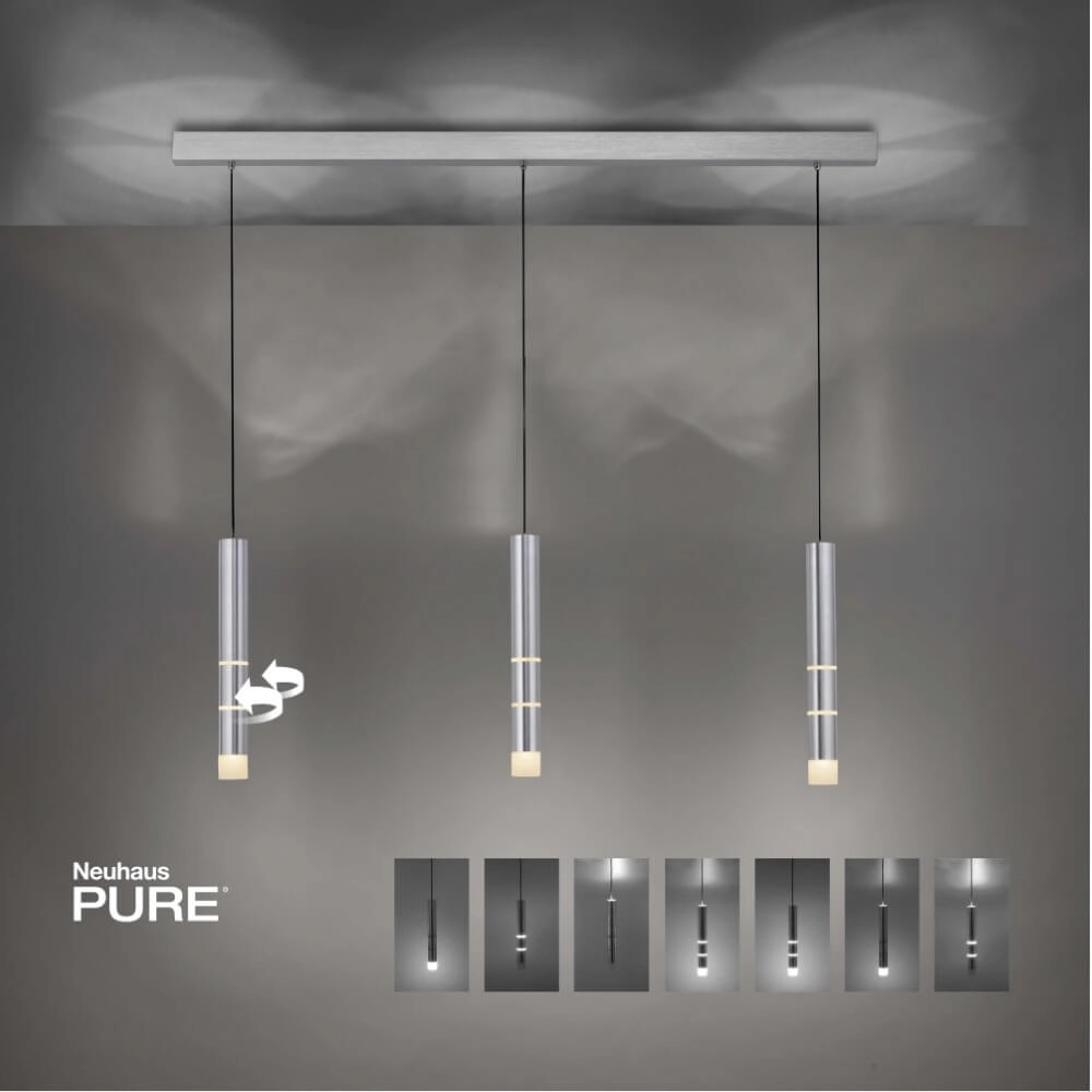 Aluminium hanglamp Pure Vega 3-lichts Paul Neuhaus 4012248357590