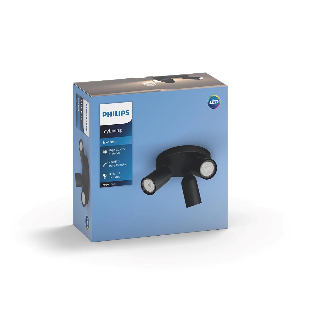 Opbouwspot Pongee 3-lichts zwart Philips 8718696164846