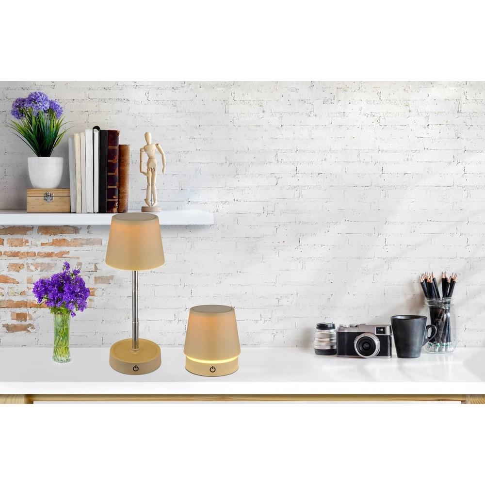 Moderne tafellamp Carlos zand bruin oplaadbaar Globo 9007371453061