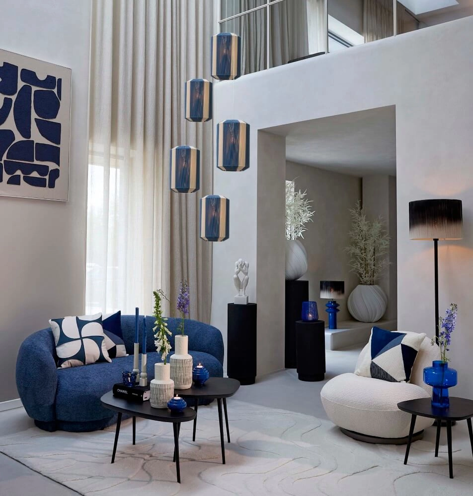 Hanglamp Kozana blauw met crème Ø 30cm Light & Living 8717807716790