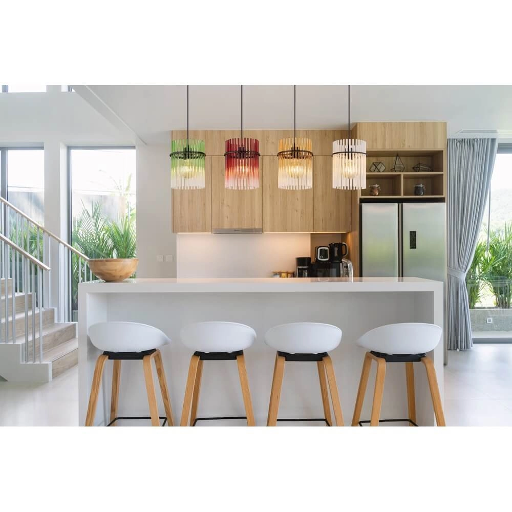 Zwarte hanglamp Gorley gekleurd glas 4-lichts Globo 9007371484003