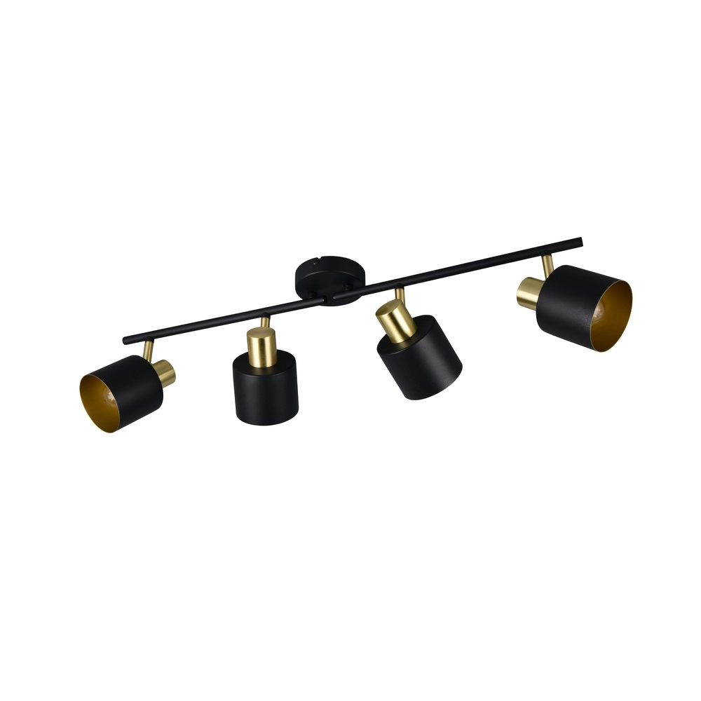 Plafondlamp Eva 4-lichts zwart met goud Trio 4017807654677