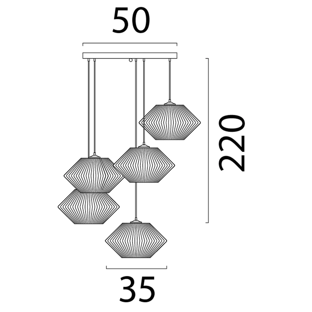 Japandig hanglamp Bicono 5x Ø35cm Masterlight 8718121352787