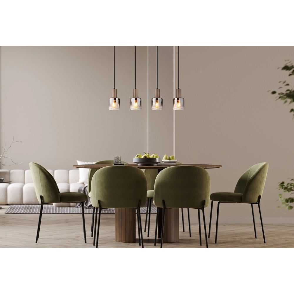 Hanglamp Walton 4-lichts koffie bruin Globo 9007371586189