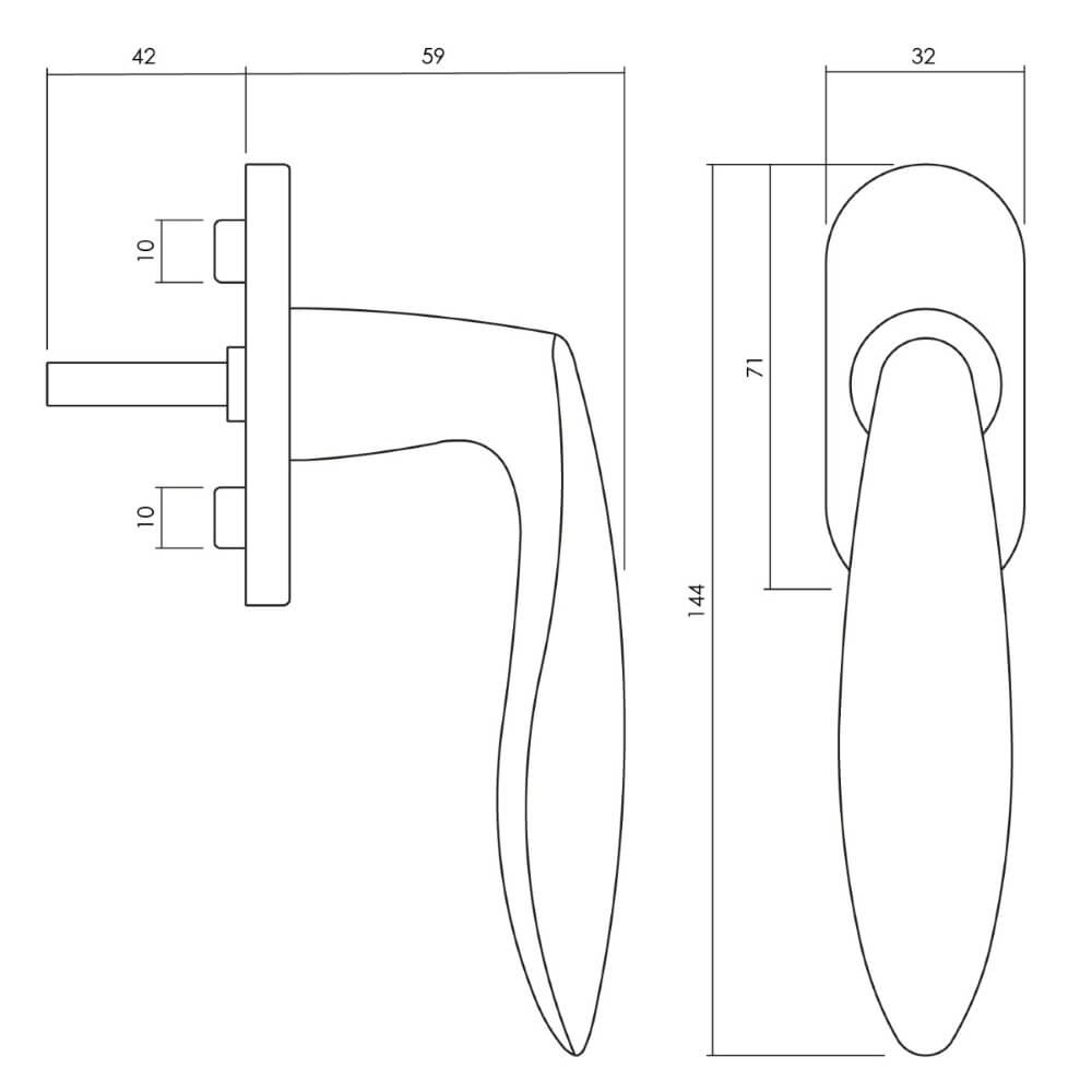 Design raamkruk Onda messing mat Olivari 8714186480656