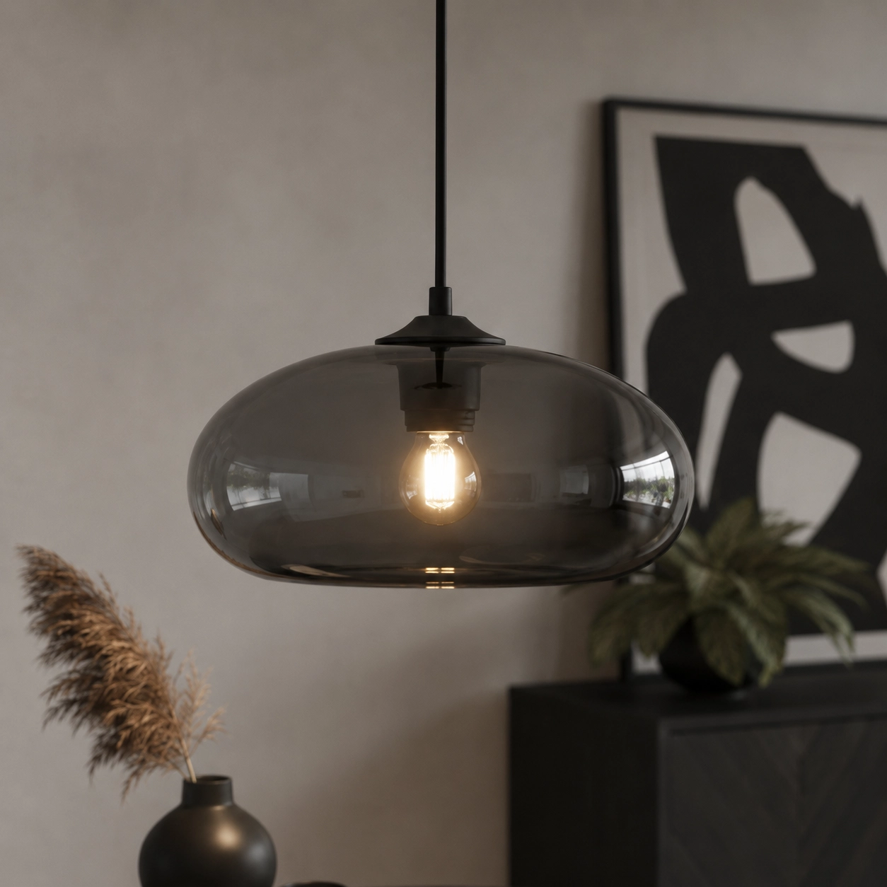 Hanglamp Paradise grijs glas