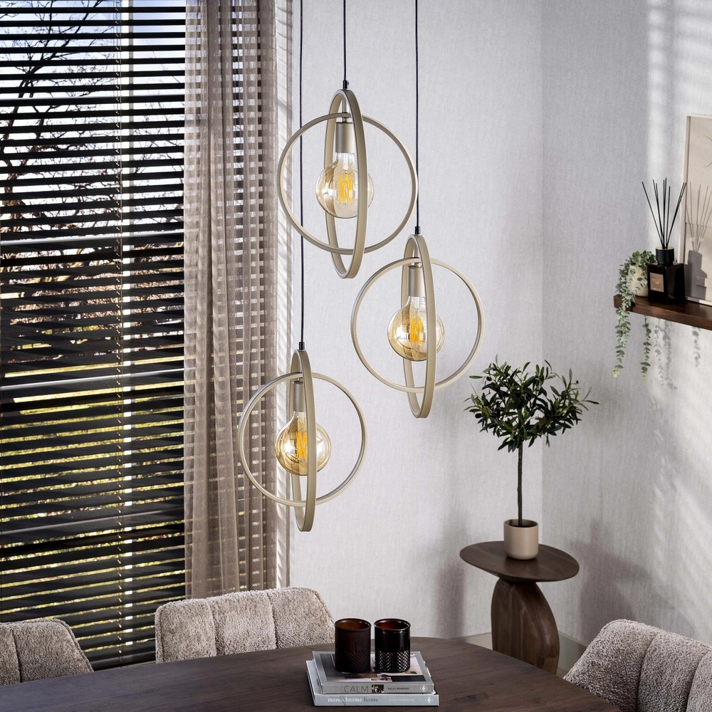 3-lichts hanglamp eettafel Turn Ø 40cm - zand - excl E27 Lyora 8716803513136