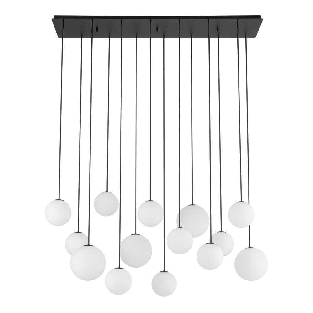 14-lichts hanglamp Snowball zwart met wit glas Lyora 5903139114080