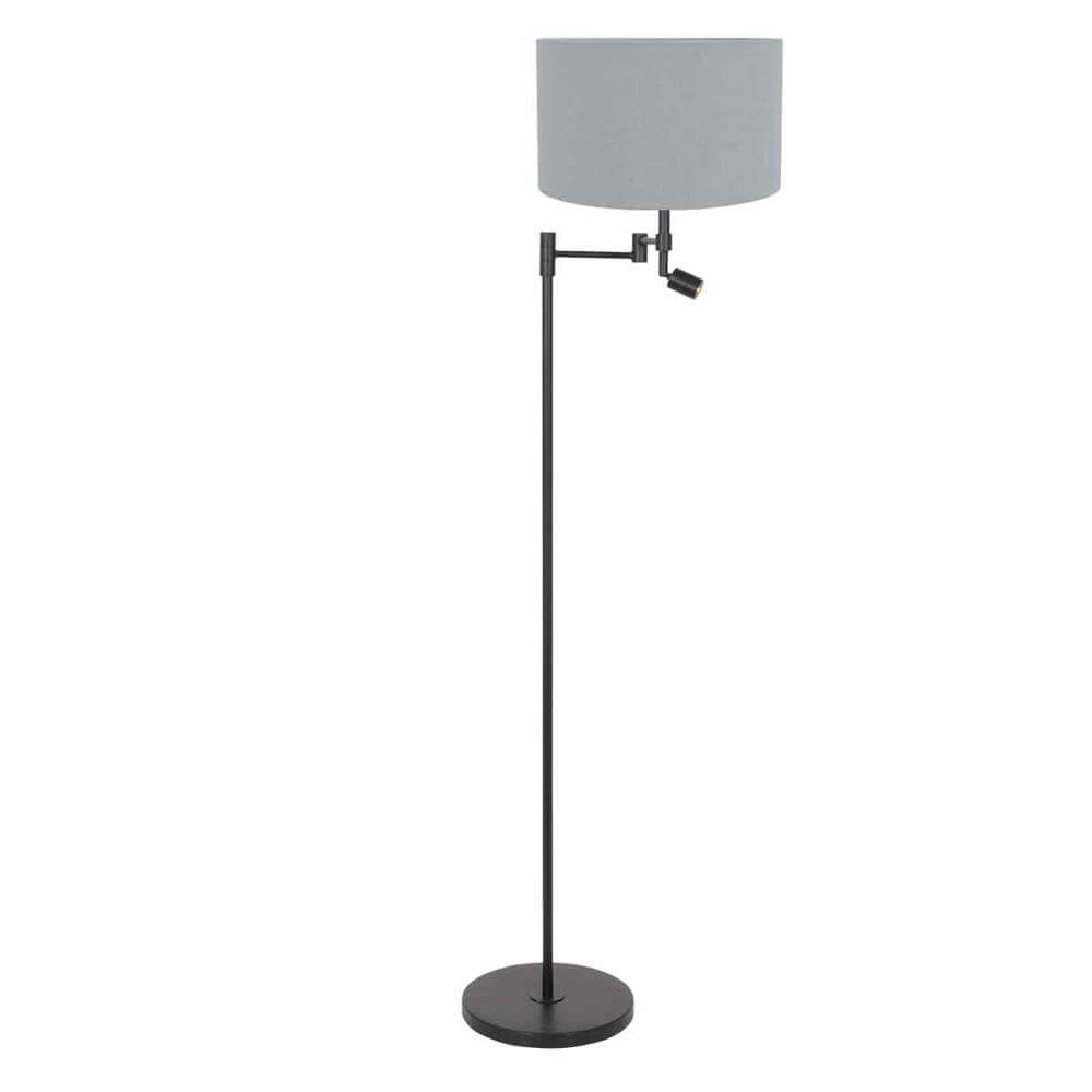 Vloerlamp Stang zwart met kap lichtblauw en extra led
