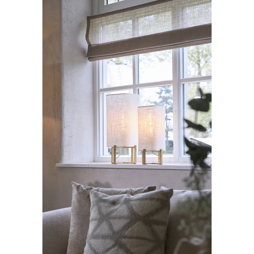 Tafellamp Wyn 39cm - crème touw met houtlook Light & Living 8717807792541