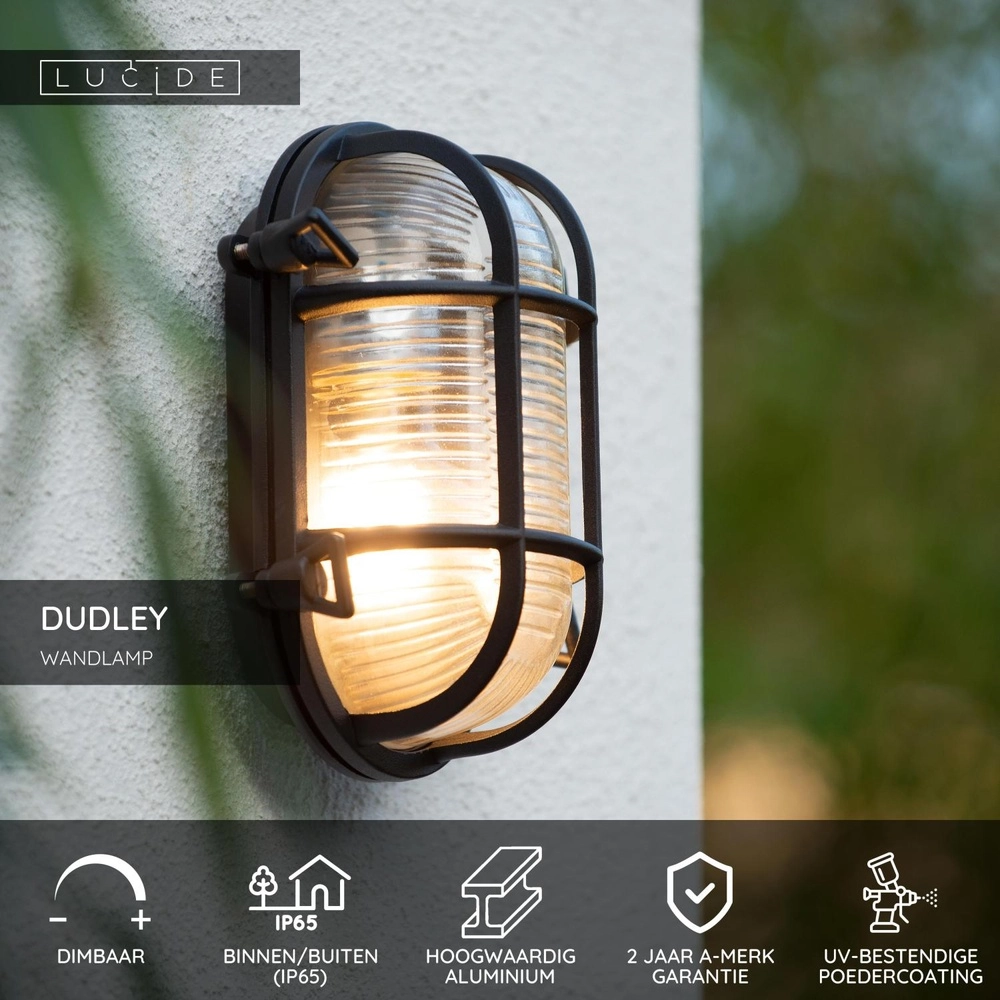 Bullseye wandlamp Dudley IP54 zwart Lucide 5411212114891