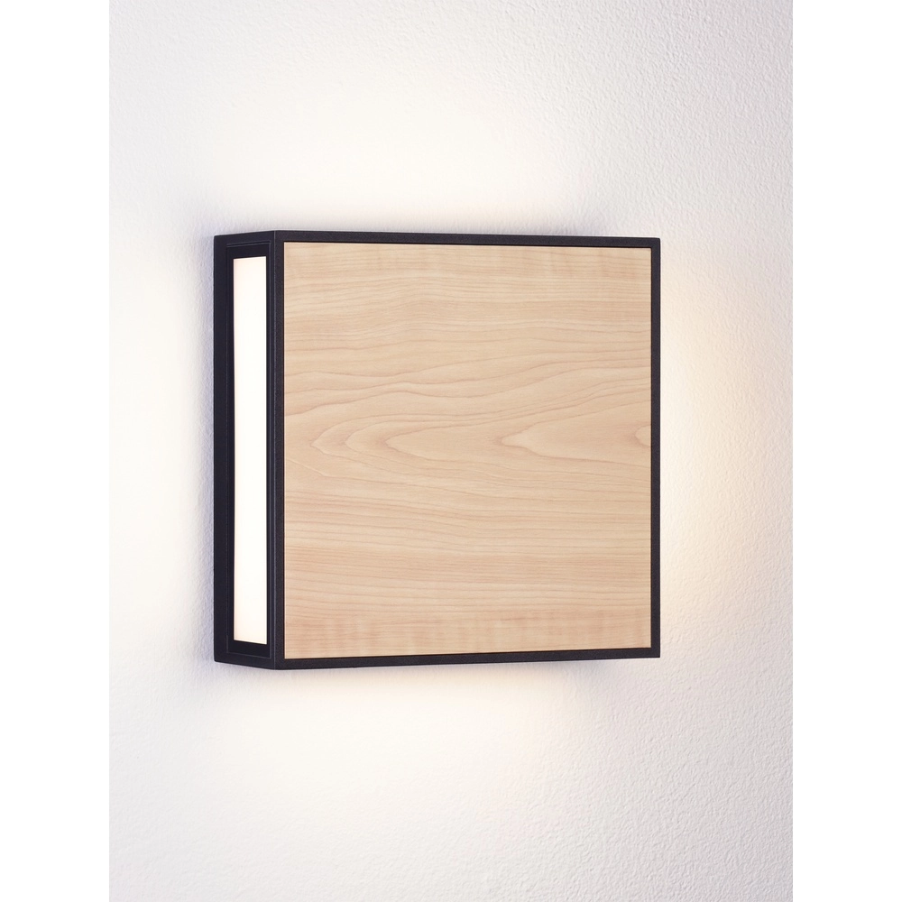 Vierkante wandlamp Astral antraciet met hout Lyora 5212017449924