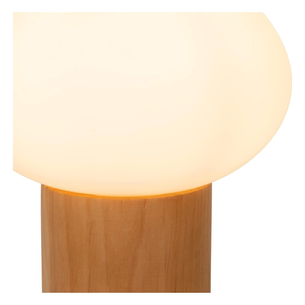 Scandinavische tafellamp Birtle hout met wit Lucide 5411212051721
