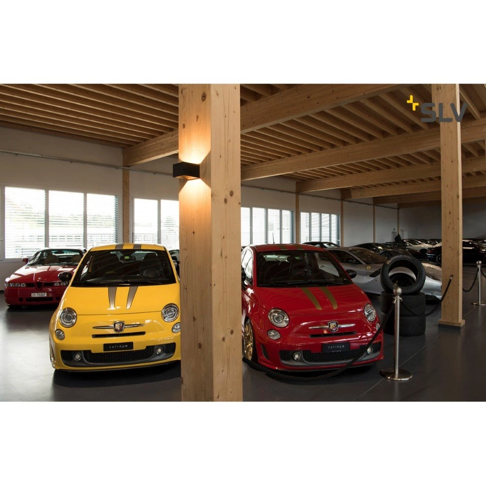 Wandlamp Logs Up - Down vierkant zwart met goud SLV 4024163189309