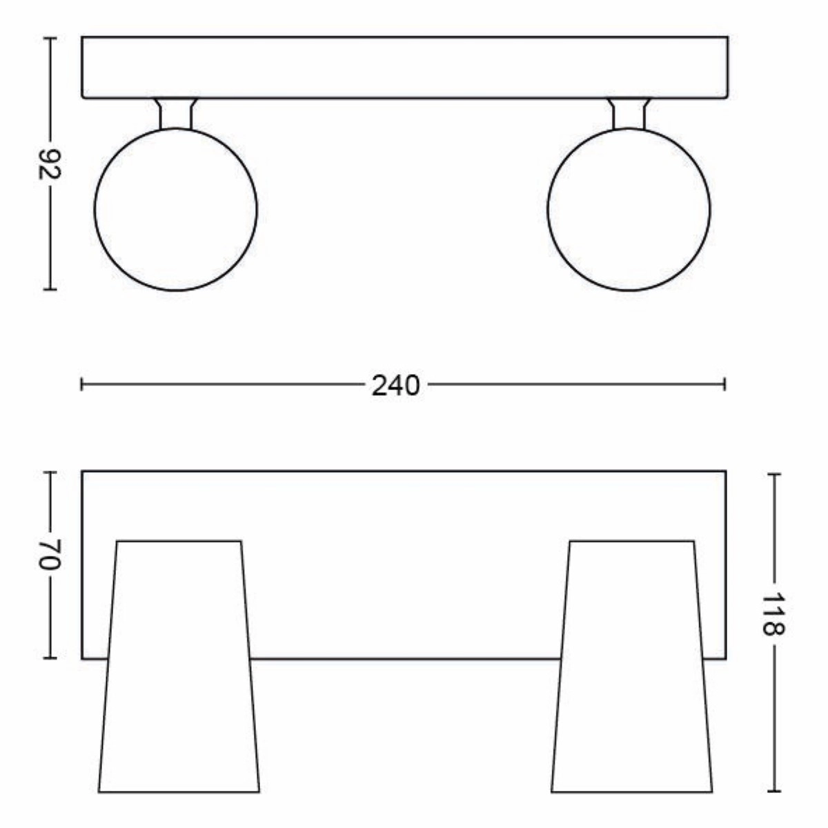 Opbouwspot Paisley 2-lichts grijs Philips 8718696164655