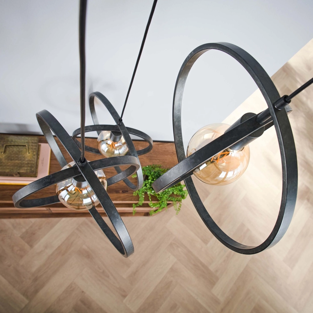 3-lichts hanglamp eettafel Turn Ø 40cm - charcoal - excl E27 Lyora 8716803513143