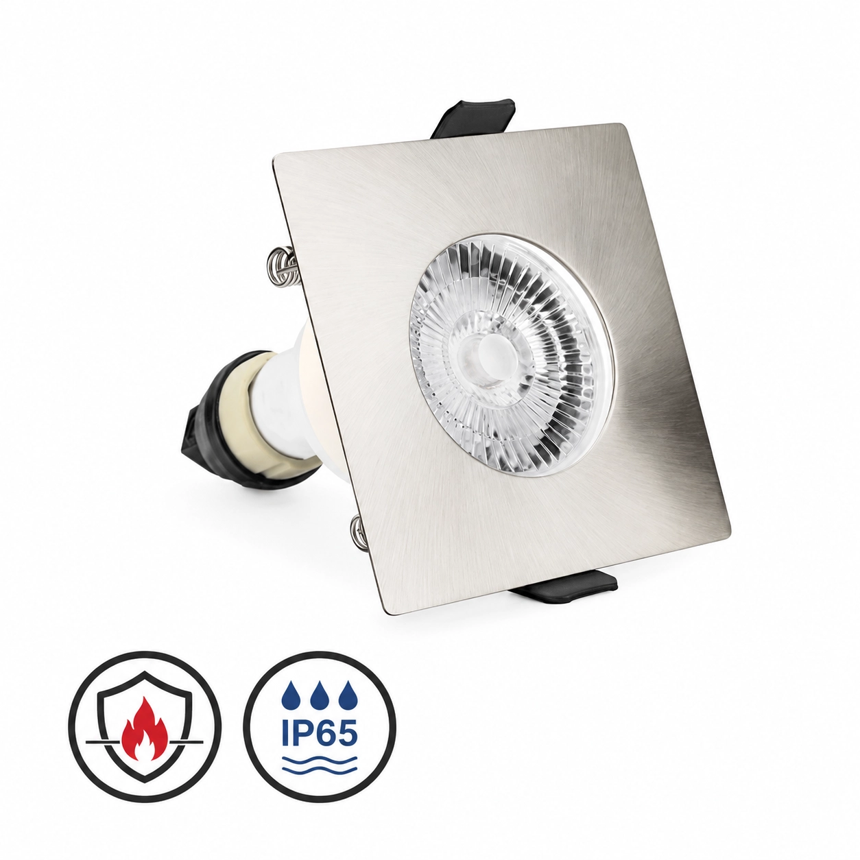 Brandwerende inbouwspot EvoFire IP65 RVS vierkant