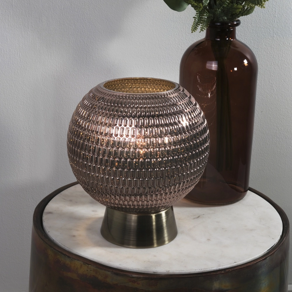 Tafellampje Mila bruin glas op batterij Searchlight 5053423306940