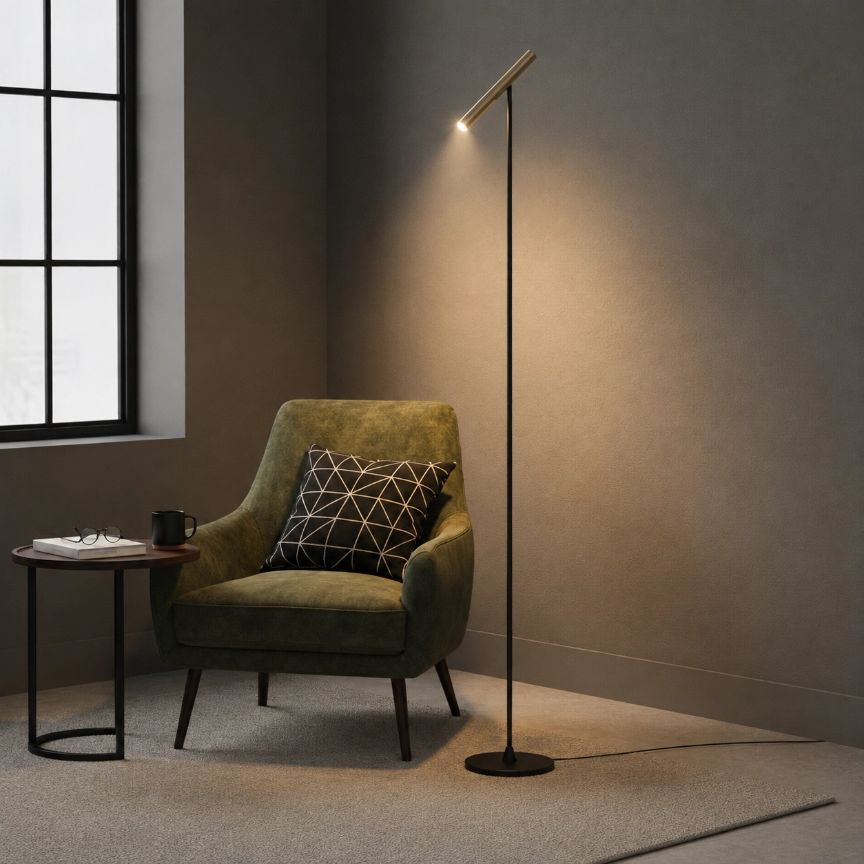 Design vloerlamp Kansas zwart met champagne