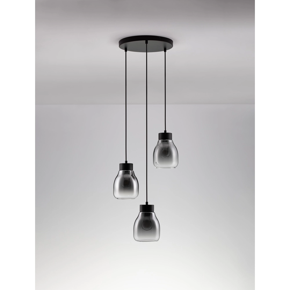 Hanglamp Blacu 3-lichts zwart rond Lyora 5212017447487