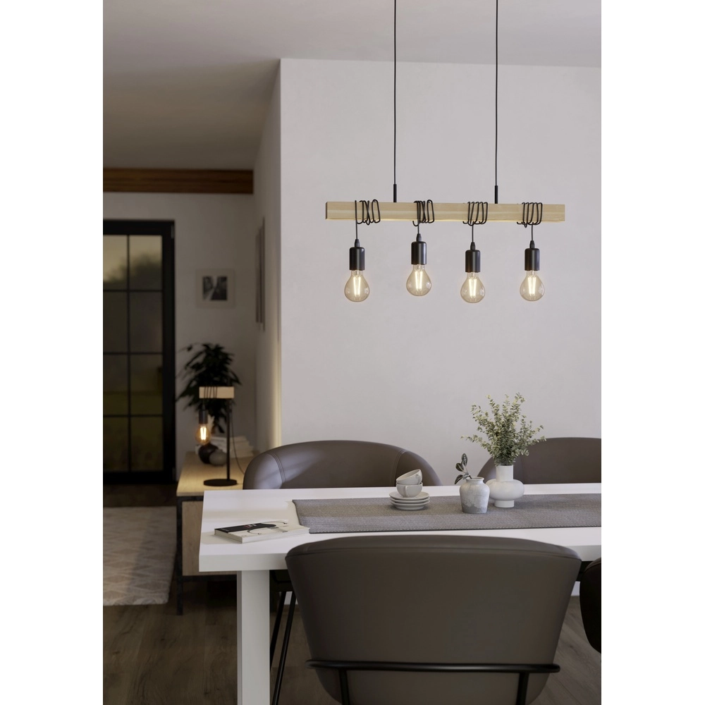 Hanglamp Townshend houtlook - 4x E27 Eglo 9002759435127