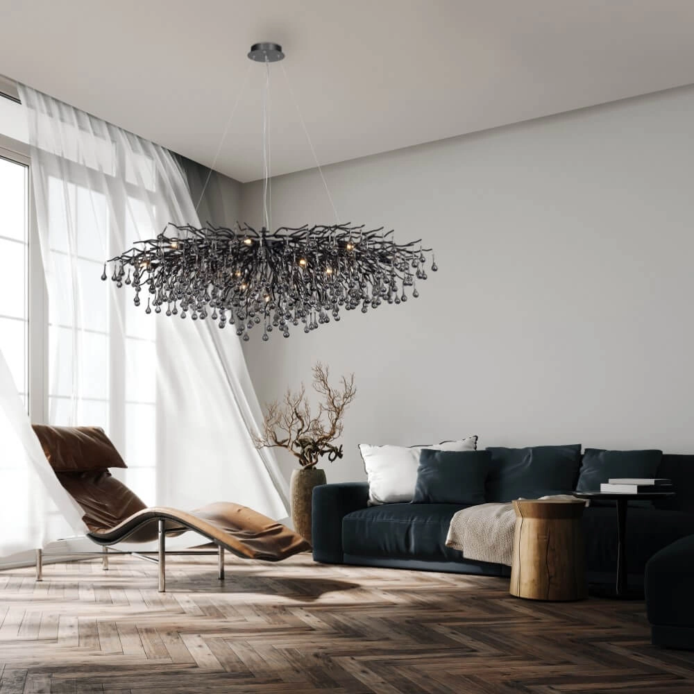 Grote kroonluchter Icicle zwart Paul Neuhaus 4012248377543