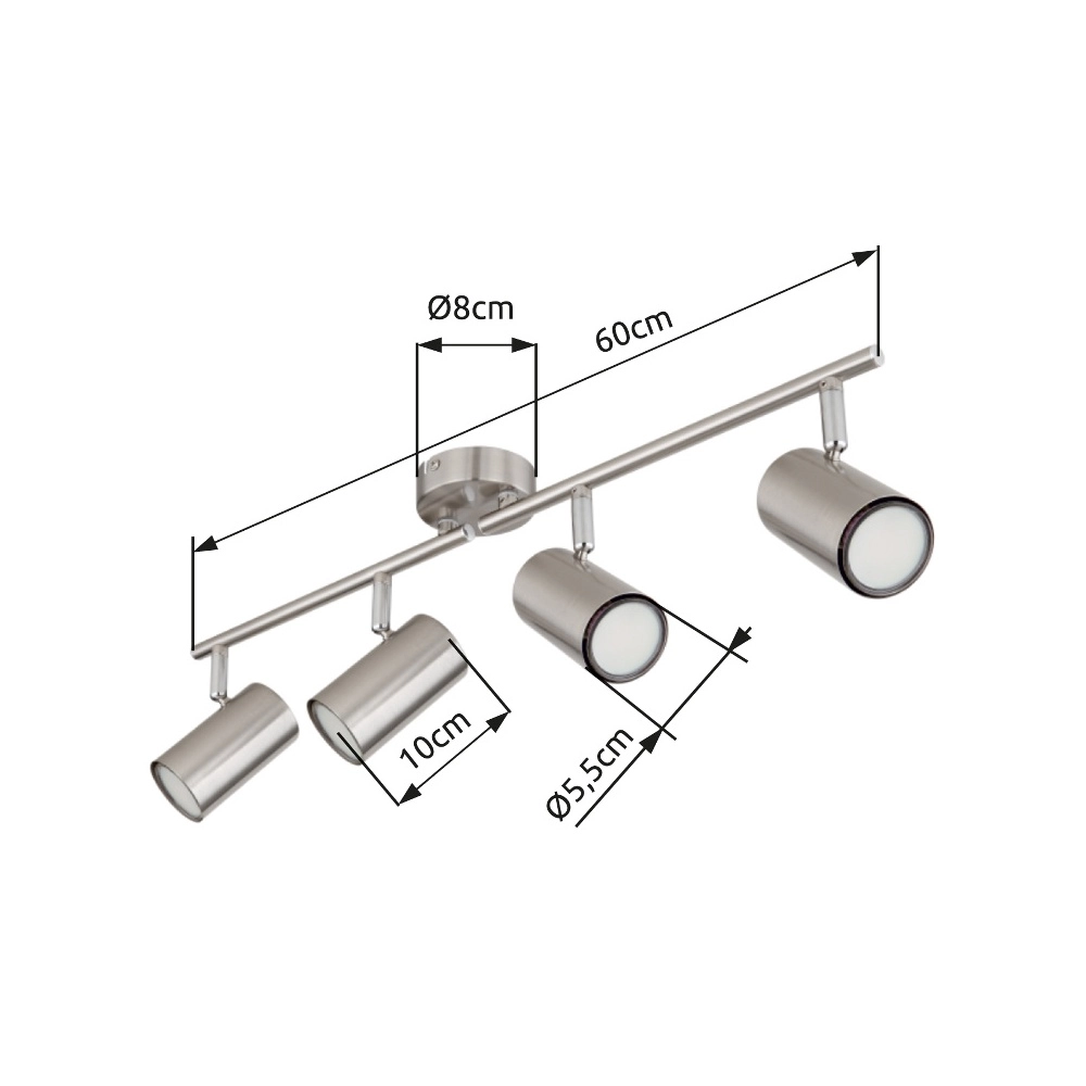 4-lichts plafondlamp Allvi nikkel Globo 9007371448777
