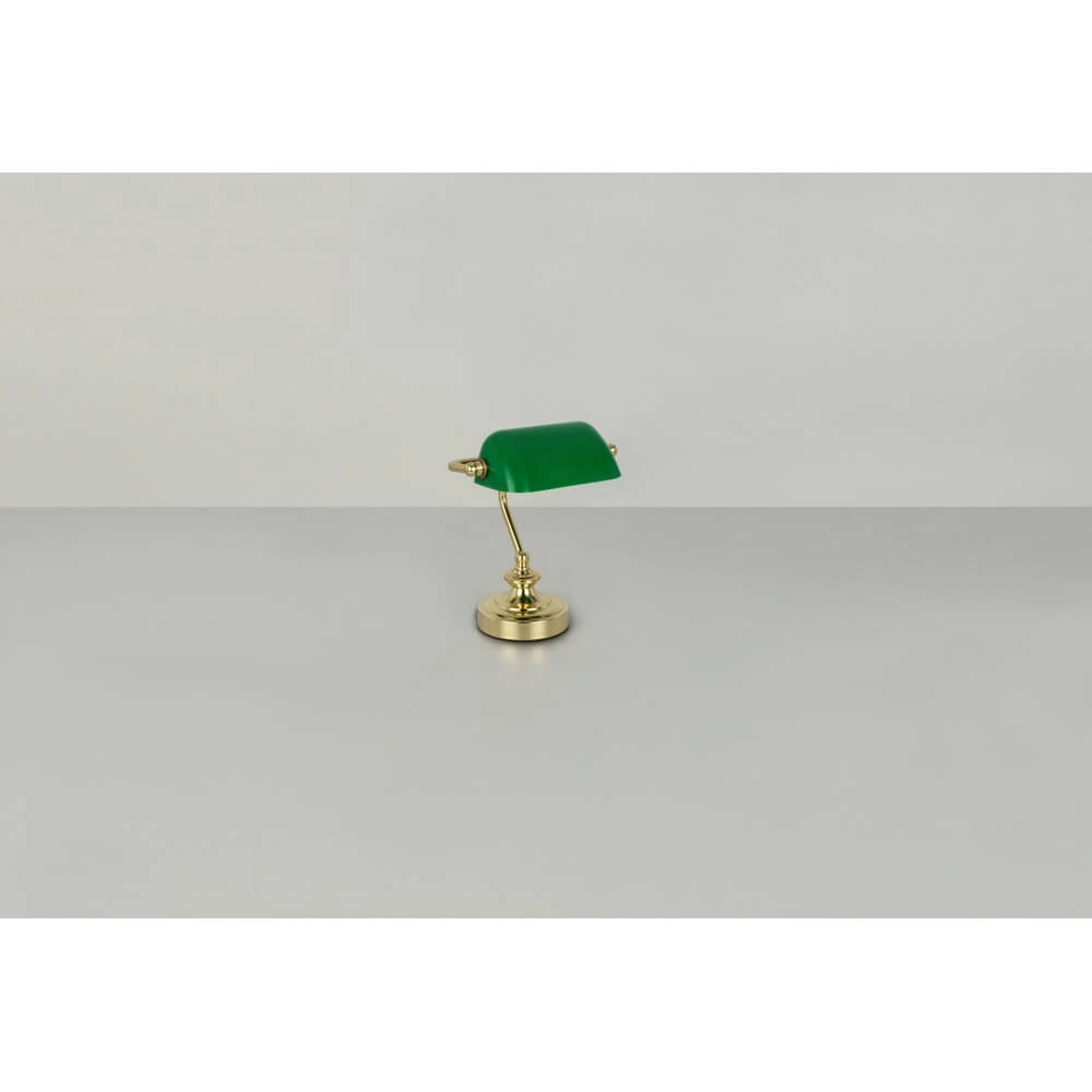 Klassieke bureaulamp Antique goud met groen glas Globo 9007371357451