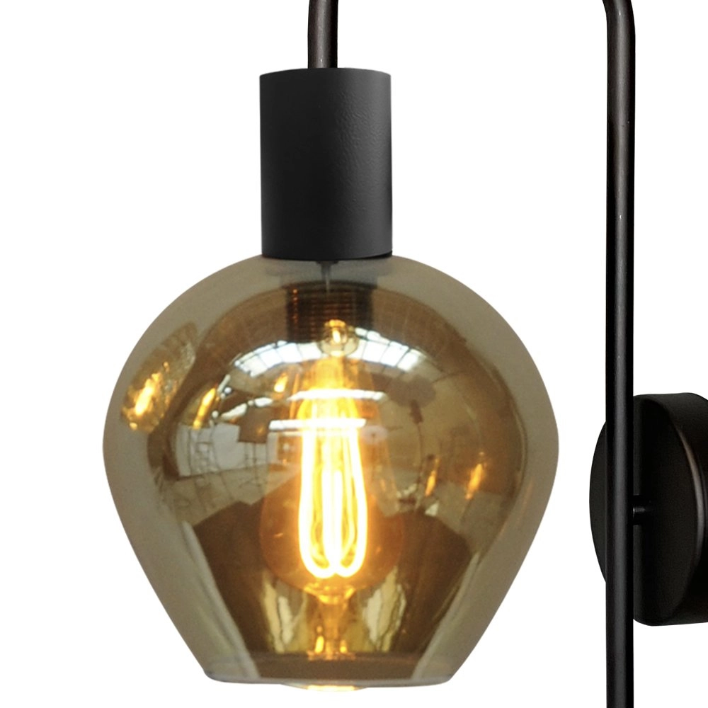 Zwarte wandlamp Bounty met glas Masterlight 8718121251066